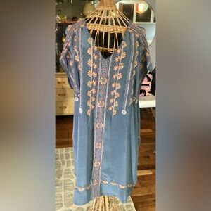 Sundance Blue Dress with Multicolor Embroidery